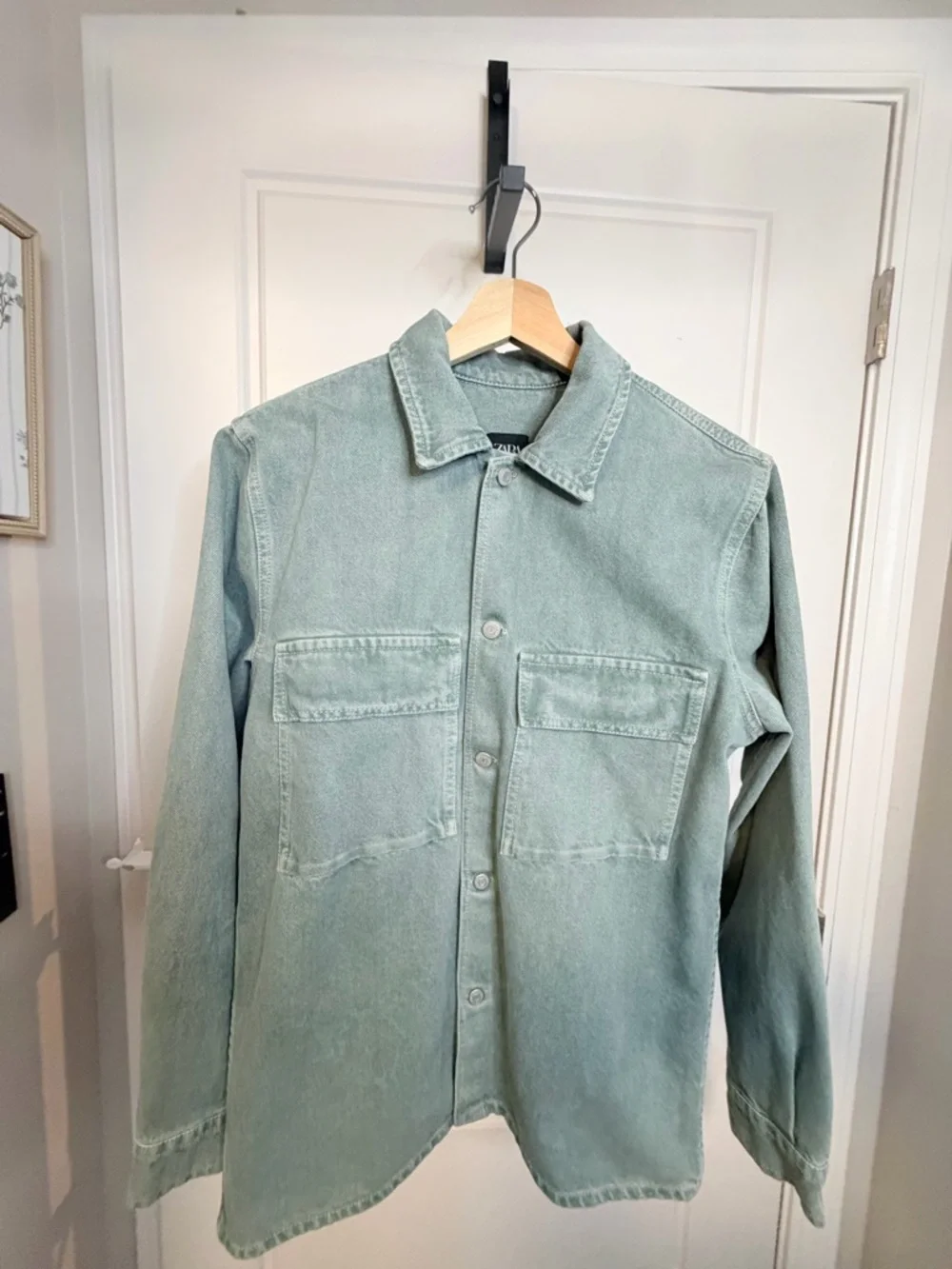 ZARA Sage Green Lightweight Overshirt - Picture 3 of 6
